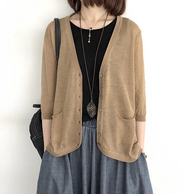 Women's Knits & Tees Women Cardigan Sweaters Solid Color Loose V-Neck Long Sleeve Coats 2022 Spring Button Pockets Female Thin Knitting Swea, Black
Women's Knits & Tees Women Cardigan Sweaters Solid Color Loose V-Neck Long Sleeve Coats 2022 Spring Button Pockets Female Thin Knitting Swea, Black