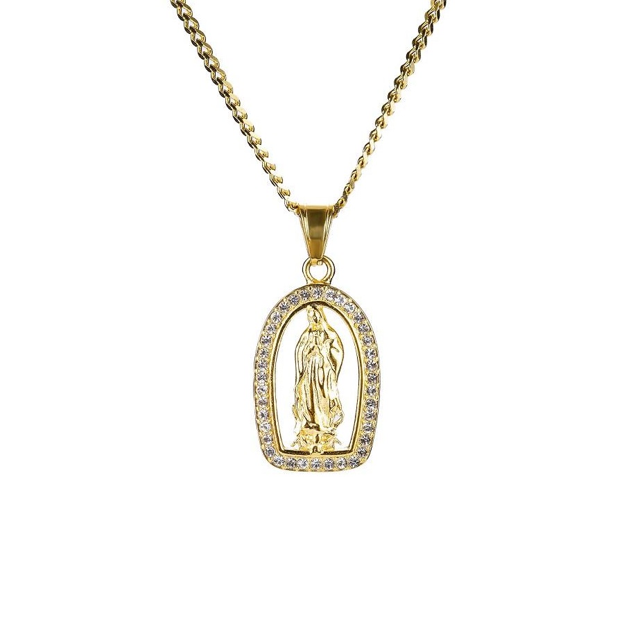 Fashion Women Man Silver Gold Virgin Mary Pendant Necklace Hip Hop Jewelry Rhinestone Stainless Steel Punk Men Chains Necklaces For Mens
Fashion Women Man Silver Gold Virgin Mary Pendant Necklace Hip Hop Jewelry Rhinestone Stainless Steel Punk Men Chains Necklaces For Mens