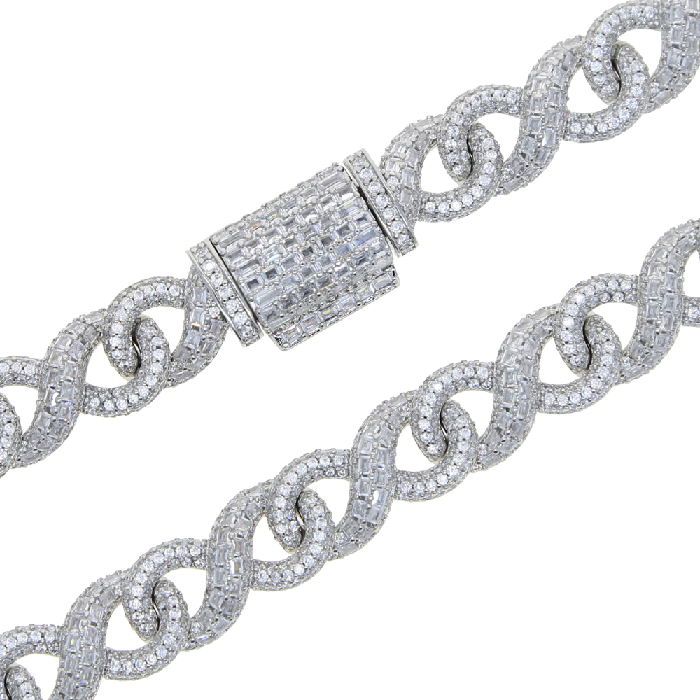 New Arrived High Qulaity Infinity Symbol Necklace Bling 5A Cubic Zirconia CZ Punk Jewelry with Flip Button 8 Heavy Cuban Chain hip hop jewelry