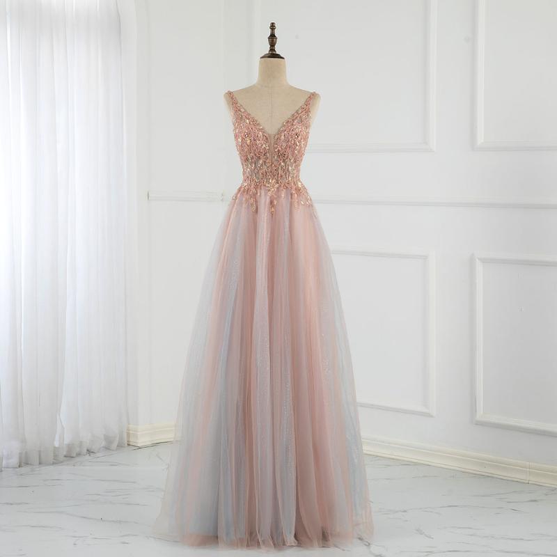 Party Dresses Sweet Pink Long Prom Sexy V Neck Contrast Color Tulle Beaded Sequins Backless Formal GownParty
Party Dresses Sweet Pink Long Prom Sexy V Neck Contrast Color Tulle Beaded Sequins Backless Formal GownParty