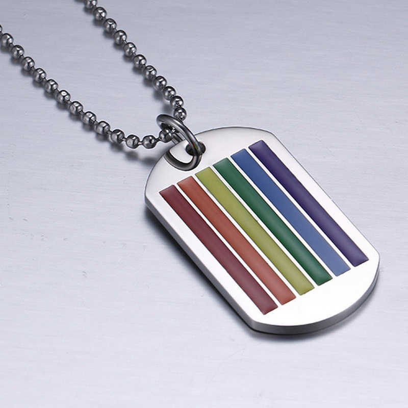 New Rainbow Stainless Steel Circle Pride Gay Necklace Men Fashion Couple Unisex Pendant Chain High Quality Jewelry Gifts