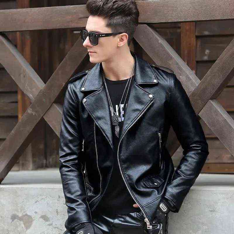 Short Leather Jacket Men 2021 Autumn Winter Male New Thicken Slim Streetwear Black Casual Motorcycle Coat Chaquetas Hombre T220728, Black thin
Short Leather Jacket Men 2021 Autumn Winter Male New Thicken Slim Streetwear Black Casual Motorcycle Coat Chaquetas Hombre T220728, Black thin