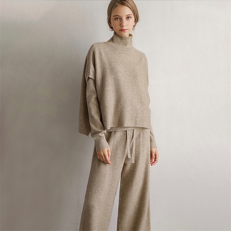 Sweater Set Women Winter Knit Sweater Vest Pant 3 Piece Set Office Lady Suit Turtleneck Knit Set New Sweater for Women