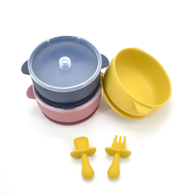 400ML Baby Silicone Bowl With Lid Feeding Tableware Children s Plate Set Dishes Kitchenware Plates 220708