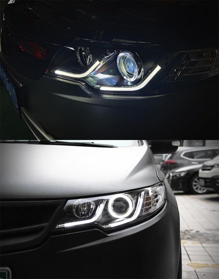 2 PCS Auto Car Head Light Parts For KIA Forte 2009-2013 LED Lamps Headlight Replacement DRL Dual Beam Lens Headlights