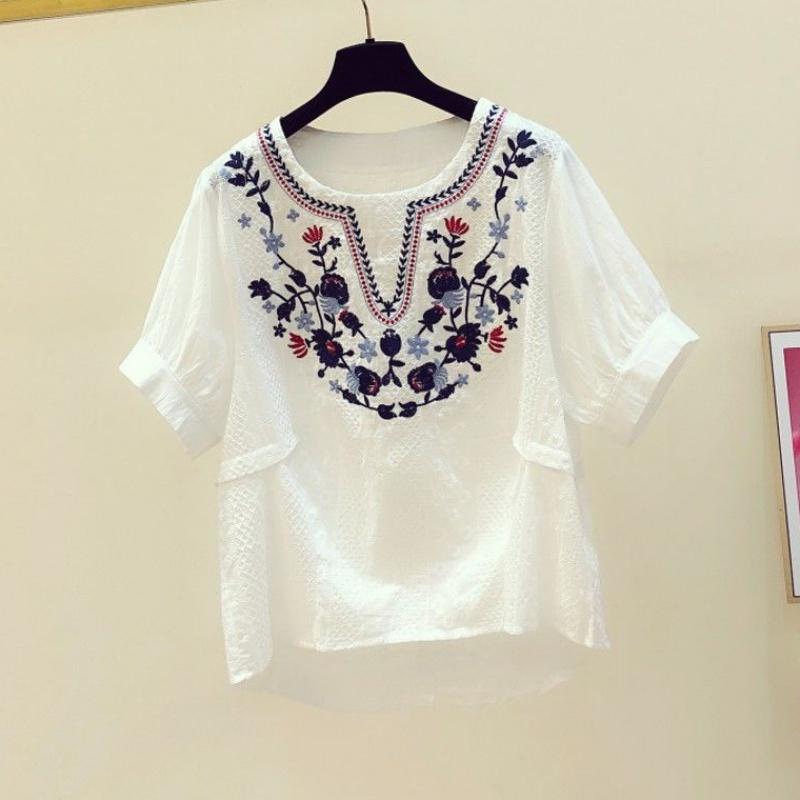 Women' Blouses & Shirts Summer Womens Tops And Women White Loose Blouse Plus Size Embroidery Floral V-Neck ShirtsWomen
Women' Blouses & Shirts Summer Womens Tops And Women White Loose Blouse Plus Size Embroidery Floral V-Neck ShirtsWomen