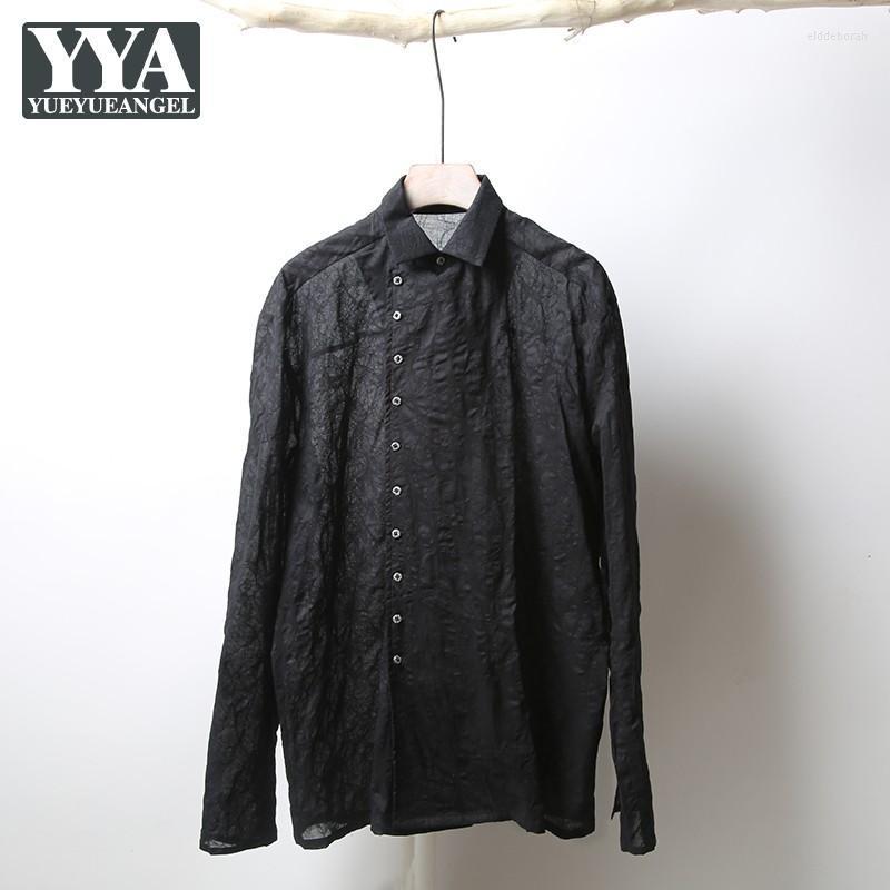 Men' Casual Shirts Gothic Mens Shirt Vintage Design Jacquard Thin Section Long Sleeve Single Breasted Tops Men Loose Fit Black Cotton Eldd2
Men' Casual Shirts Gothic Mens Shirt Vintage Design Jacquard Thin Section Long Sleeve Single Breasted Tops Men Loose Fit Black Cotton Eldd2