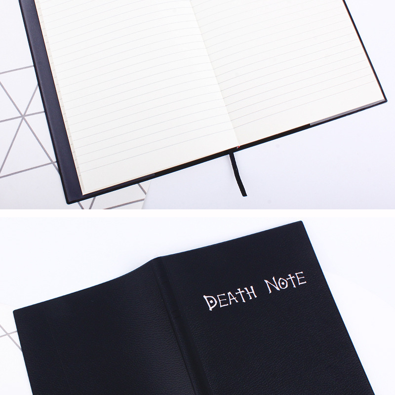A5 Anime Death Note Notebook Set Leather Journal and Necklace Feather Pen Animation Art Writing Journal Death Note Notepad 220707