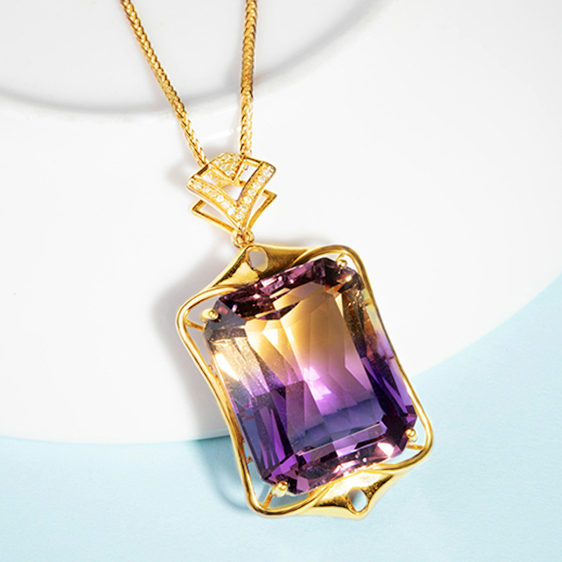 Creative Design Dissolving Gradient Tourmaline Rectangle Necklace Ladies Fashion Imitation Natural Brazilian Amethyst Tourmaline Necklace
Creative Design Dissolving Gradient Tourmaline Rectangle Necklace Ladies Fashion Imitation Natural Brazilian Amethyst Tourmaline Necklace