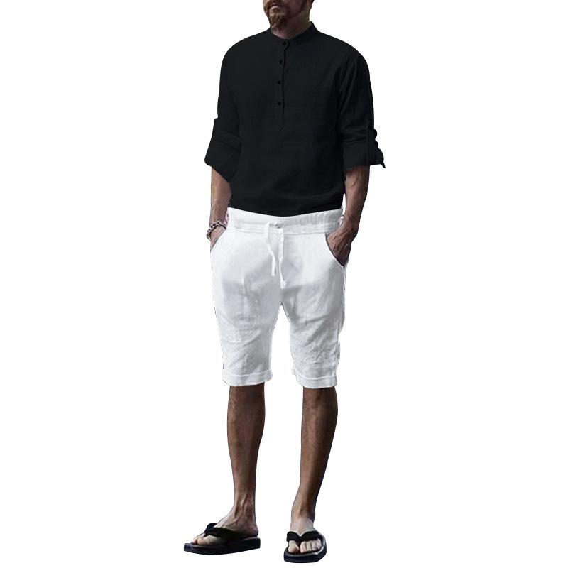 Men' Tracksuits Summer Cotton Linen Long Sleeve T-shirt Five Shorts Men Shirt Solid Color Two Piece Set Men'sMen
Men' Tracksuits Summer Cotton Linen Long Sleeve T-shirt Five Shorts Men Shirt Solid Color Two Piece Set Men'sMen