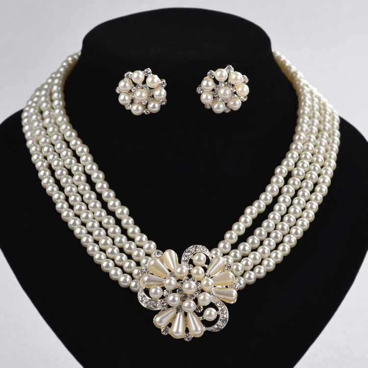 Bridal Four Row Pearl Necklace Earrings Two Piece Wedding Stage Jewelry Wedding Dress Accessories
Bridal Four Row Pearl Necklace Earrings Two Piece Wedding Stage Jewelry Wedding Dress Accessories