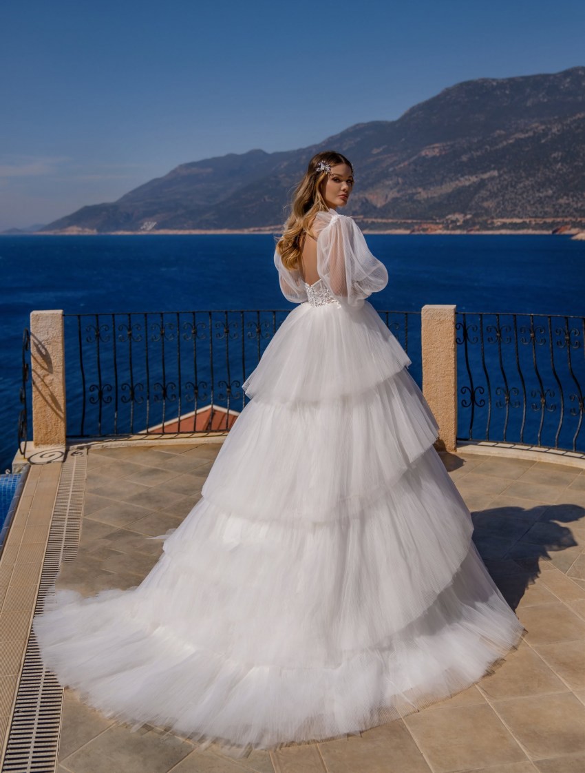 Multilayered Ruffles Wedding Dresses Removable Sleeves Bridal Gowns Lace Appliqués Open Back Women Formal Robe de mariée Custom Made
