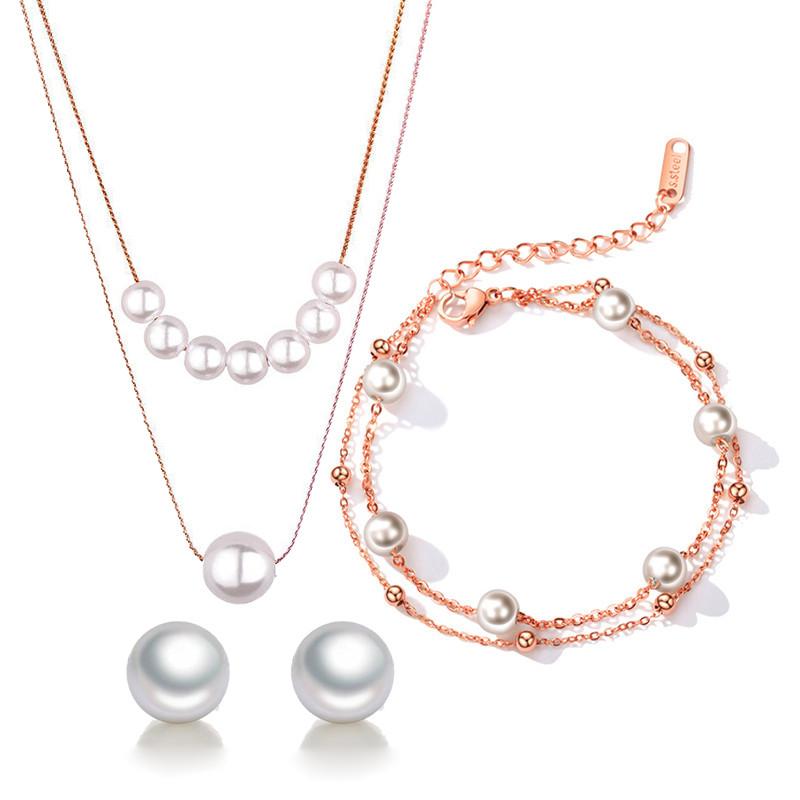 Earrings & Necklace Stainless Steel Simple String Of Pearl Bracelet Temperament Does Not Fade Wedding Jewelry SetEarrings, As pic
Earrings & Necklace Stainless Steel Simple String Of Pearl Bracelet Temperament Does Not Fade Wedding Jewelry SetEarrings, As pic