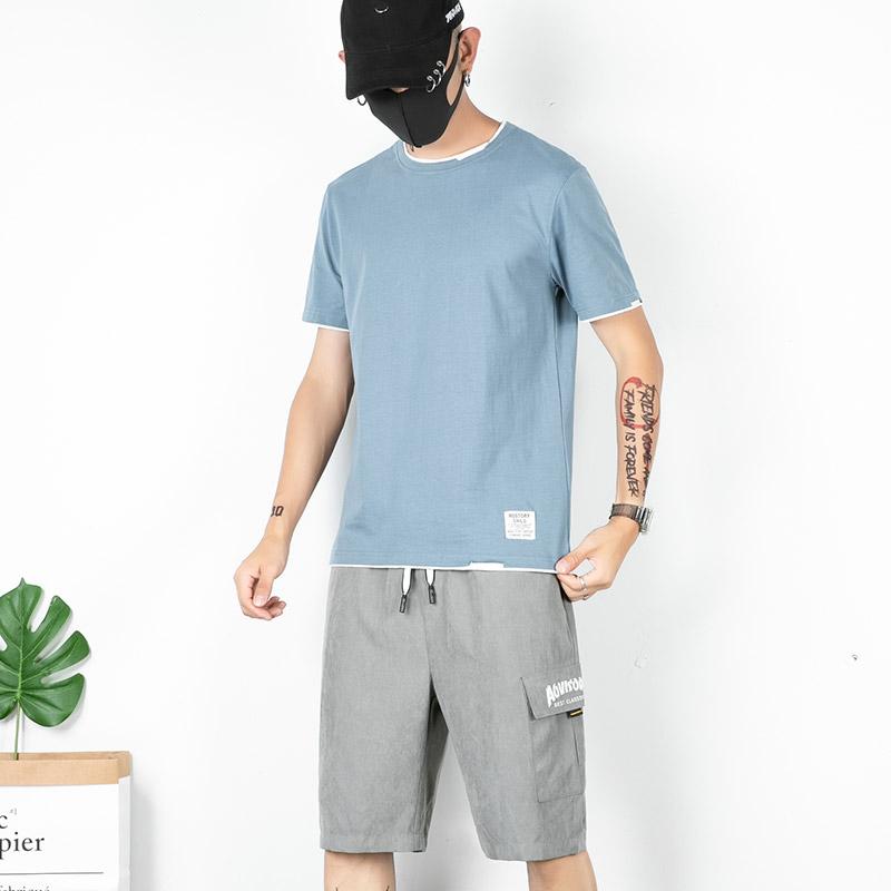 Men's Tracksuits Summer Men Short Sleeve Shirt Shorts Set Casual Slim Fit Round Neck T-shirt Straight Solid Color Knee Length Pants, Black
Men's Tracksuits Summer Men Short Sleeve Shirt Shorts Set Casual Slim Fit Round Neck T-shirt Straight Solid Color Knee Length Pants, Black