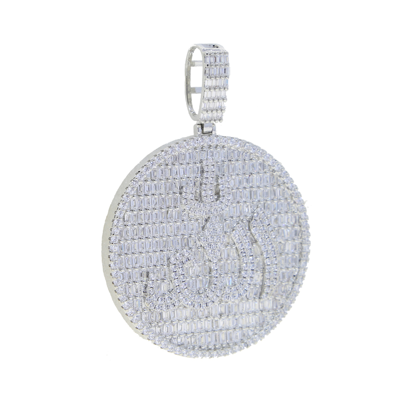 Iced bling Big Round Allah pendant paved full cz stone for women men hip hop cuban chain tennis chain necklace jewelry drop ship