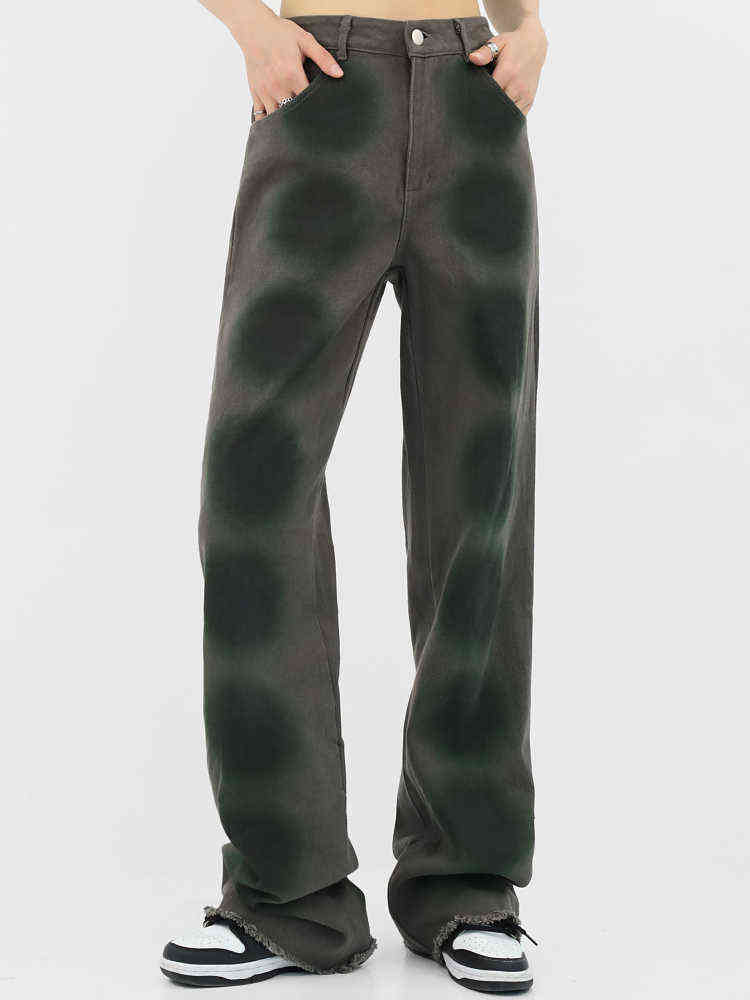 Gray Inkjet Gradient Green Straight Raw Edge Jeans Womens Summer New Retro Loose Wide-leg Neutral Denim Trousers Female Pants T220728
Gray Inkjet Gradient Green Straight Raw Edge Jeans Womens Summer New Retro Loose Wide-leg Neutral Denim Trousers Female Pants T220728