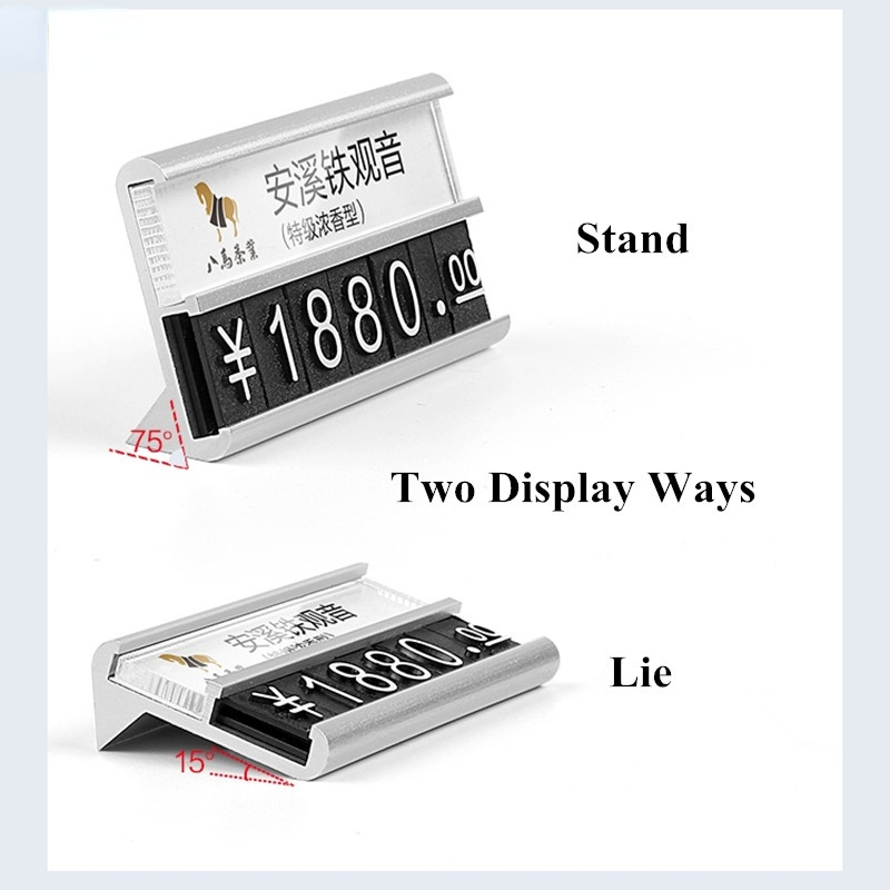 Adjustable Aluminum Price Cube Jewelry Display Tags Set Price Label Sign Card Holder Stand