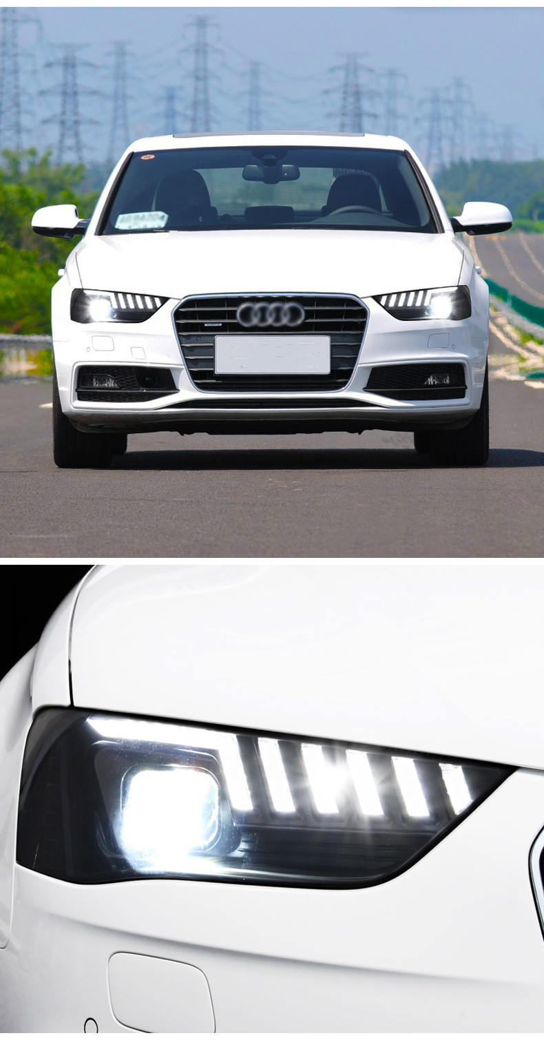 Car Headlights For Audi A4 LED Headlight 2009-16 Headlights A4L B8 DRL Turn Signal High Beam Angel Eye Projector Lens