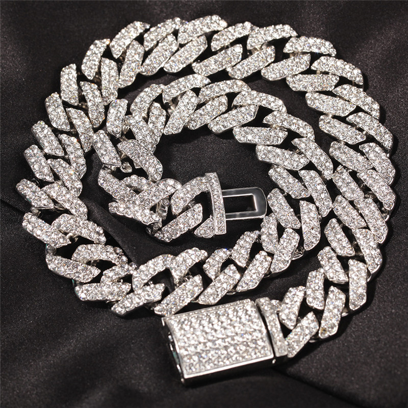 18mm cuban link chain mens necklace designer jewelry gold chain for man party Hip Hop Diamond Iced Out Chains AAA Austrian Rhinest