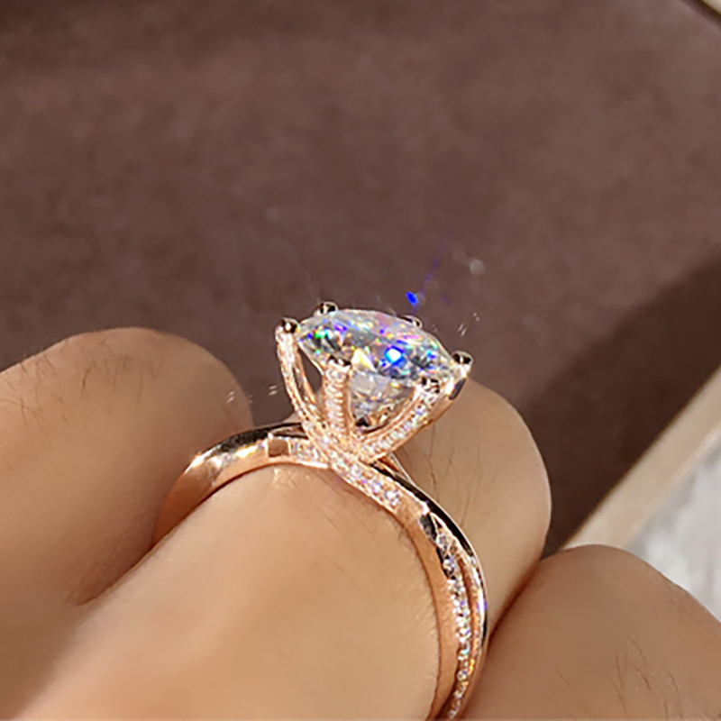 14K Gold Women Ring Diamonds 1 2 3 5 Carat Round intersect Wedding Party Engagement Anniversary Ring Cross Connection 220816
