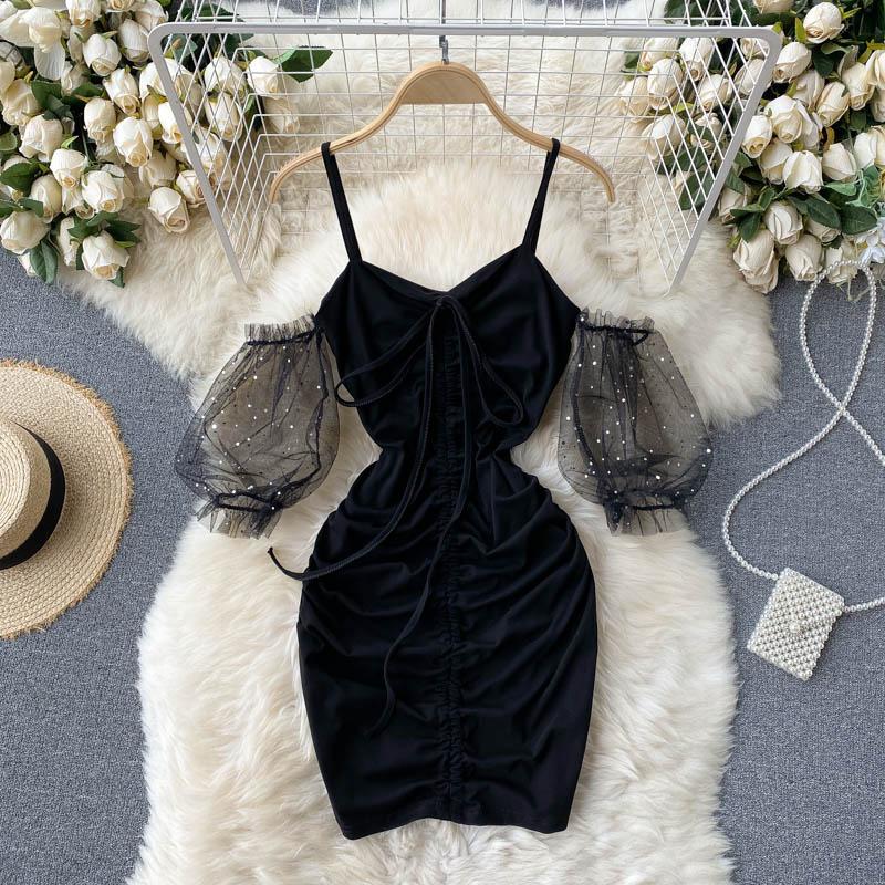 Party Dresses Sexy See Through Mesh Puff Sleeve Spaghetti Strap Dress Women 2022 Summer V-neck Drawstring Ruched Mini Club, Black
Party Dresses Sexy See Through Mesh Puff Sleeve Spaghetti Strap Dress Women 2022 Summer V-neck Drawstring Ruched Mini Club, Black