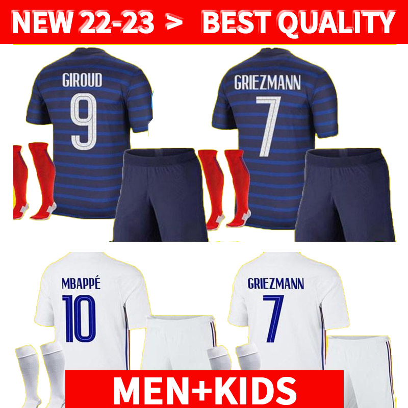 men+kids kits 2022 Enfants maillot de football MBAPPE Griezmann KANTE Maillot de pied Pogba EURO kids football kits 21 22 french club Full Sets 2022 BENZEMA