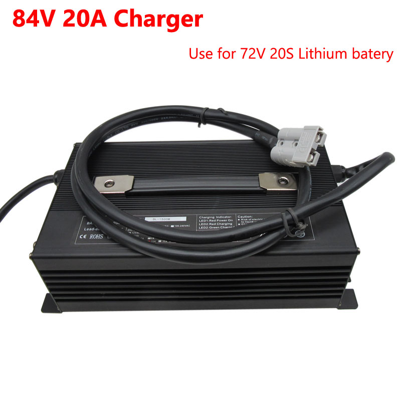 

2000W 72V 20A Li ion Ebike Fast Charger 84V 72 Volt 20S Lithium Golf Cart Forklift RV Motorcycle Battery Charger