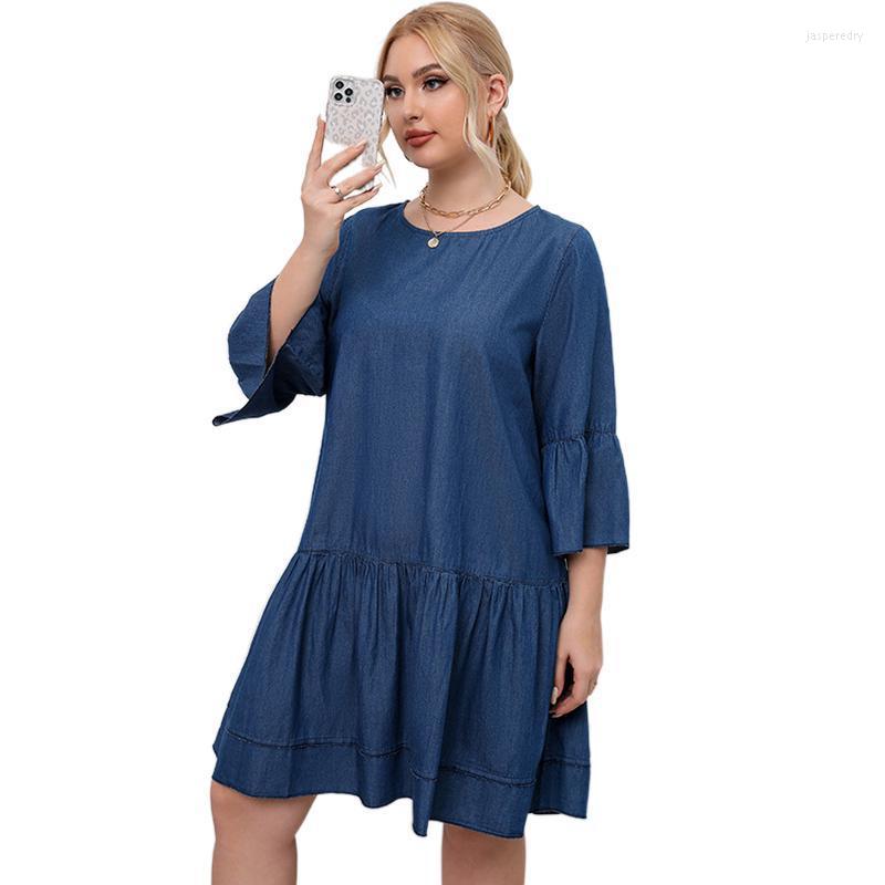 Plus Size Dresses Fashion Women Loose Denim Dress Streetwear Beach Holiday Solid Blue Jeans Ruffles Hem O Neck Vestidos Jasp22
Plus Size Dresses Fashion Women Loose Denim Dress Streetwear Beach Holiday Solid Blue Jeans Ruffles Hem O Neck Vestidos Jasp22