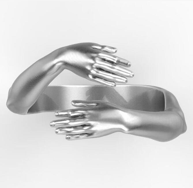 Vintage Romantic Love Hug Carved Hand Ring Love Forever Adjustable Hand Hug Ring For Women Men Fashion Aesthetic Jewelry GC888