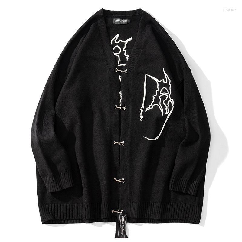 Men's Sweaters Autumn And Winter Dark Embroidery Sweater Cardigan For Women Streetwear Oversized Knit Men Hip Hop Metal Button TopMen's Olga, Black
Men's Sweaters Autumn And Winter Dark Embroidery Sweater Cardigan For Women Streetwear Oversized Knit Men Hip Hop Metal Button TopMen's Olga, Black