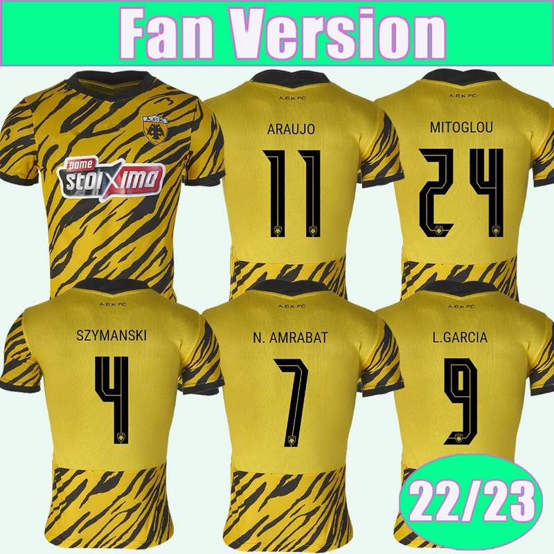 22 23 AEK Athens ARAUJO MANTALOS Mens Soccer Jerseys L.GARCIA N.AMRABAT MITOGLOU SZYMANSKI Limited Edition Yellow Football Shirts Adult Uniforms, Qm9563 22 23 limited edition no patch
22 23 AEK Athens ARAUJO MANTALOS Mens Soccer Jerseys L.GARCIA N.AMRABAT MITOGLOU SZYMANSKI Limited Edition Yellow Football Shirts Adult Uniforms, Qm9563 22 23 limited edition no patch