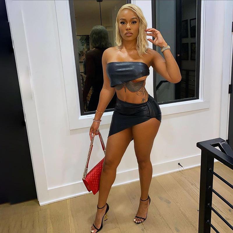 Work Dresses BKLD Women Clothing 2022 Winter Solid Color Leather Tube Top Backless Irregular Split Bodycon Skirt Two Piece Sets Clubwear, Black
Work Dresses BKLD Women Clothing 2022 Winter Solid Color Leather Tube Top Backless Irregular Split Bodycon Skirt Two Piece Sets Clubwear, Black