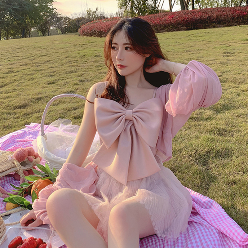 GALCAUR Sexy Patchwork Bowknot Vest Female Square Collar Camis Sleeveless Slim Irregular Short Vests Women Summer Fashion 220316