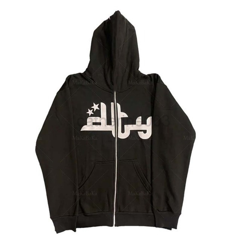 Rhinestone Gothic Punk Star Long Sleeve Zip Hoodie Harajuku Hip Hop Streetwear Grunge Fashion Punk Sports Jacket Y2k Jacket Men G22
