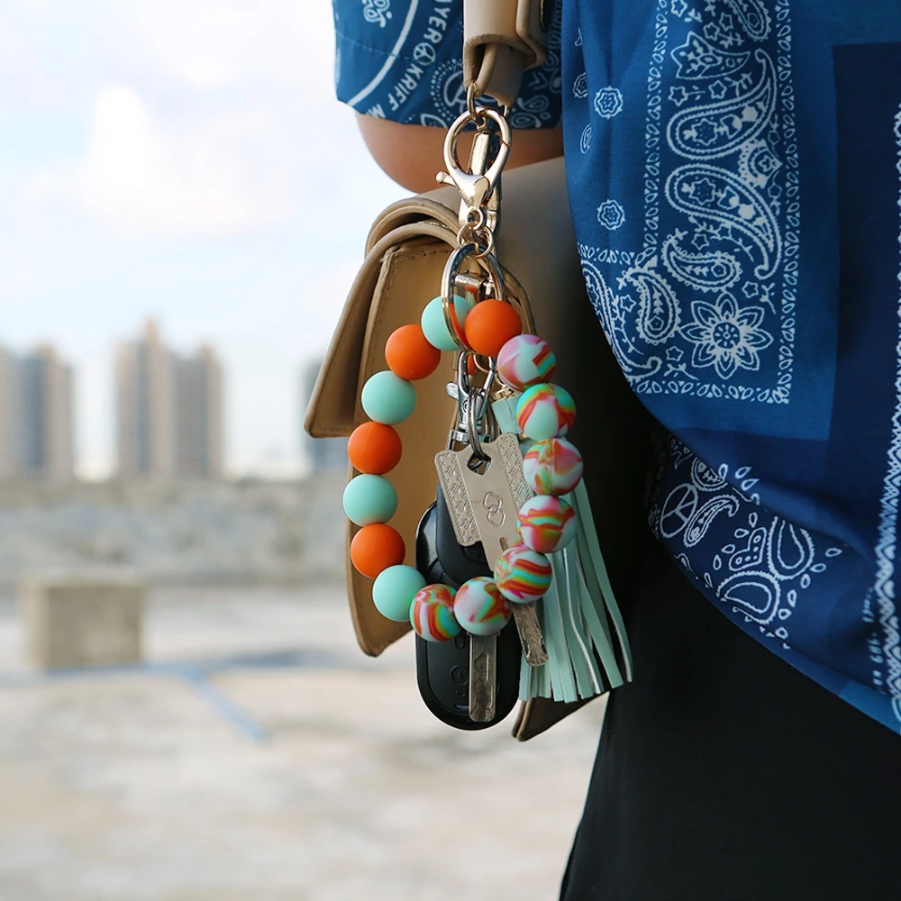 LOVE Letter Silicone beads, Bracelet, Key Ring, Leather Tassel, Amazon Ring, Lady