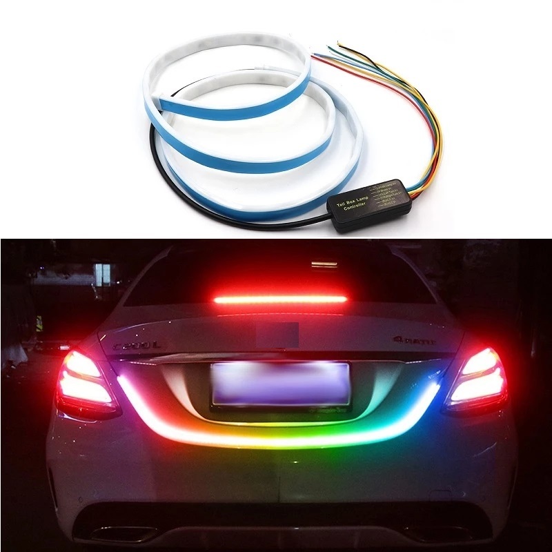 New 1.2m Car Rear Trunk Tail Light Dynamic Reverse Warning LED Strip 12v Auto Additional Brake Follow Trun Signal Lamp Colorful
New 1.2m Car Rear Trunk Tail Light Dynamic Reverse Warning LED Strip 12v Auto Additional Brake Follow Trun Signal Lamp Colorful
