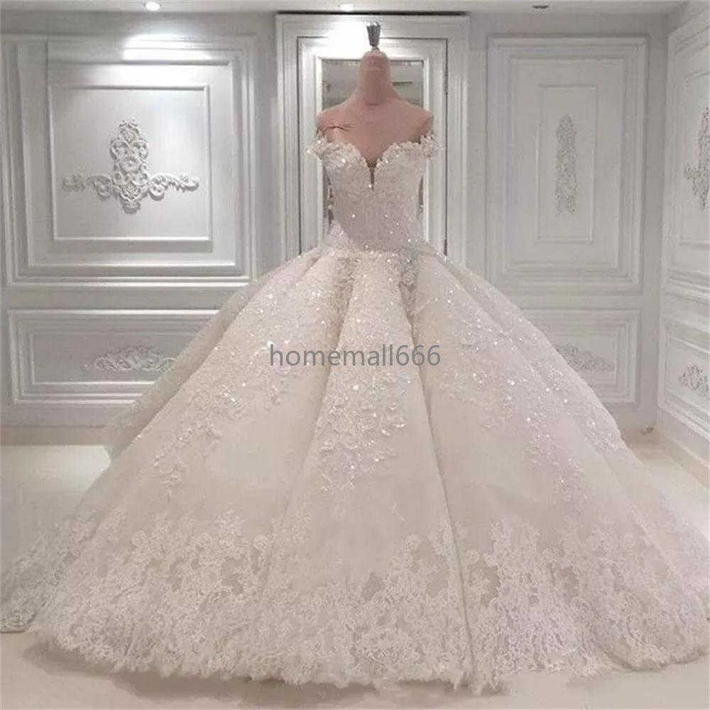 Luxury Princess Wedding Dresses Puffy Big Train Tulle Lace Beaded Crystal Real Photo Bride Gown Custom Made Plus Size, White
Luxury Princess Wedding Dresses Puffy Big Train Tulle Lace Beaded Crystal Real Photo Bride Gown Custom Made Plus Size, White