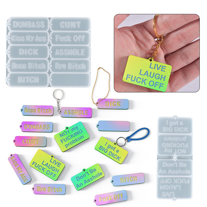 Swear Word Keychain Mold Funny Pendant Silicone Resin Casting Mould for DIY Jewlery Pendant Luggage Tag
Swear Word Keychain Mold Funny Pendant Silicone Resin Casting Mould for DIY Jewlery Pendant Luggage Tag