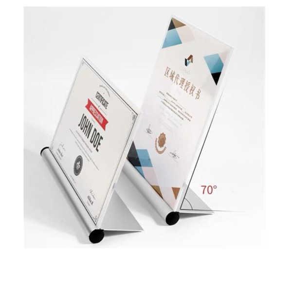 Menu A6 Restaurant Sign Holder L Shape Clear Acrylic Picture Photo Display Frame With Aluminum Base