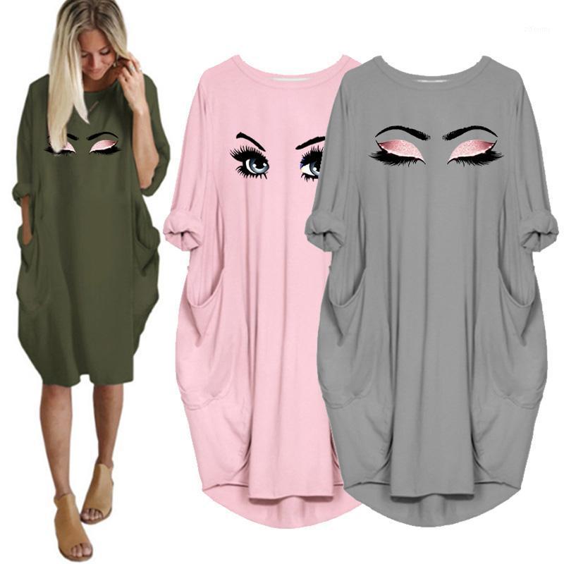 Casual Dresses Ladies Elegant Makeup Eyes Print Woman Midi Dress Long Sleeve O Neck Beach Party Club Robes Vestidos Mujer, D002 black0 
Casual Dresses Ladies Elegant Makeup Eyes Print Woman Midi Dress Long Sleeve O Neck Beach Party Club Robes Vestidos Mujer, D002 black0