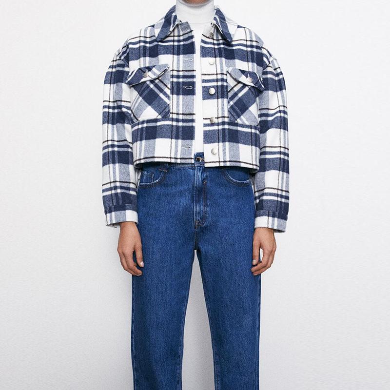 Katara Turn Down Collar Blouses Women Fashion Casual Blue Plaid Shirts Elegant Pockets Short Tops Female Ladies JL Women, Zsbl1581
Katara Turn Down Collar Blouses Women Fashion Casual Blue Plaid Shirts Elegant Pockets Short Tops Female Ladies JL Women, Zsbl1581
