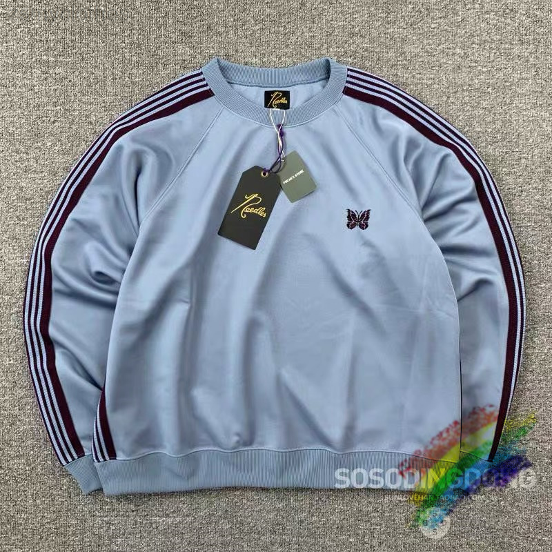 Blue Needles Sweatshirts Men Women High Quality Brown Webbing Stripe Embroidery Butterfly Needles Crewneck Hoodie 0811
Blue Needles Sweatshirts Men Women High Quality Brown Webbing Stripe Embroidery Butterfly Needles Crewneck Hoodie 0811