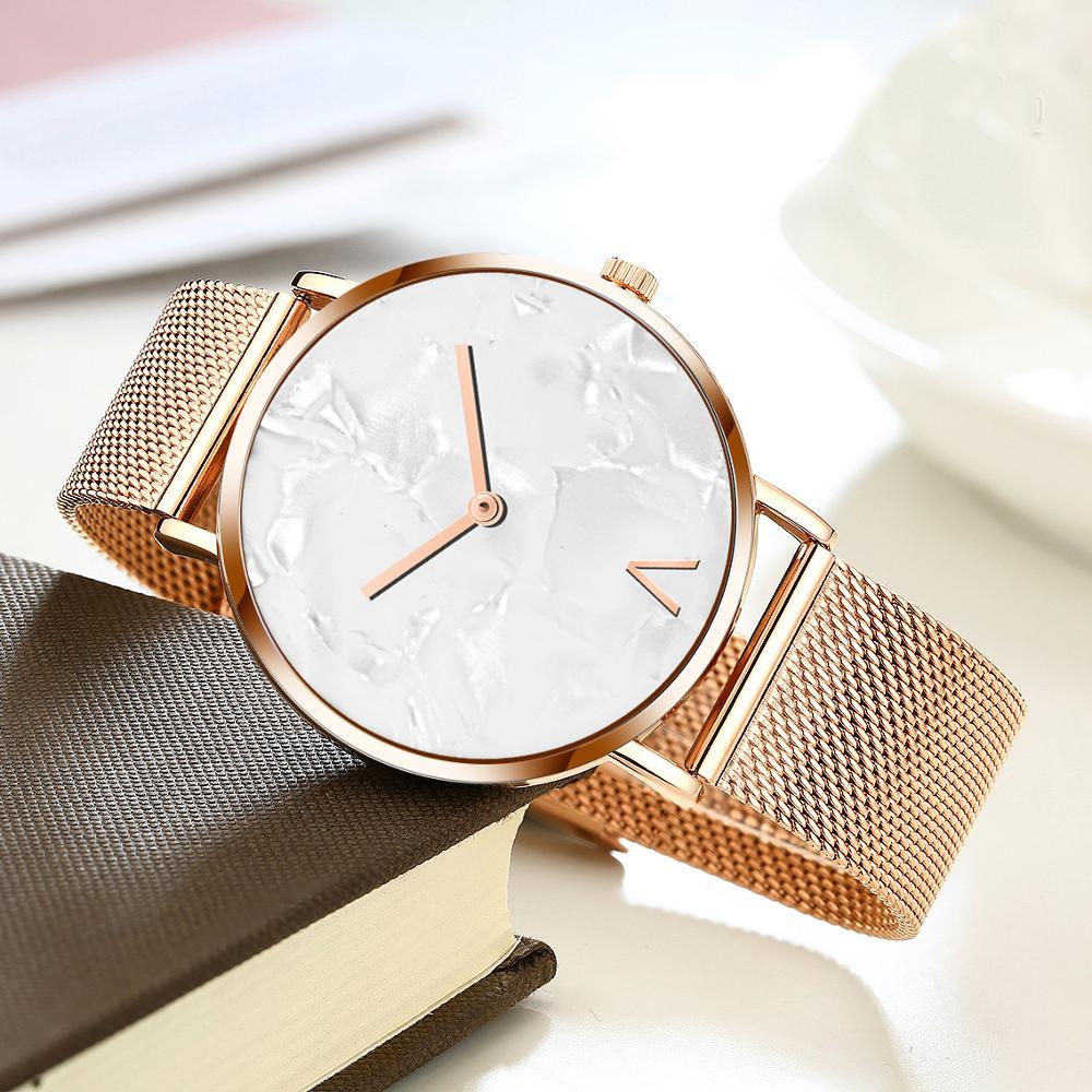 Women's Watches Mesh with Marble Quartz Watch Creative Casual Ladies Watches Stainless Steel Watch Relogio Feminino Simple Saati, Silver
Women's Watches Mesh with Marble Quartz Watch Creative Casual Ladies Watches Stainless Steel Watch Relogio Feminino Simple Saati, Silver