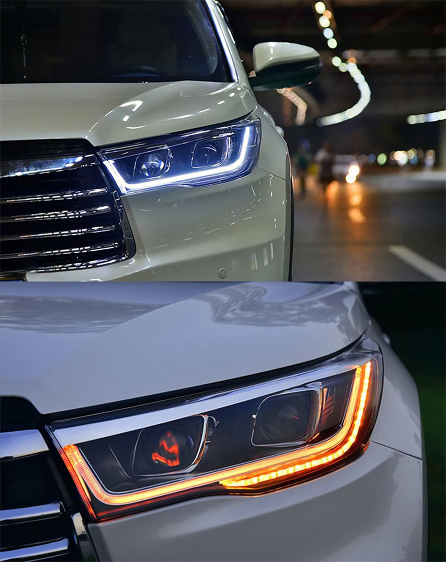 1 Pair LED Headlights For New Highlander 20 15-20 17 High Beam Light LED Turn Signal Front Fog Lights Plug And Play