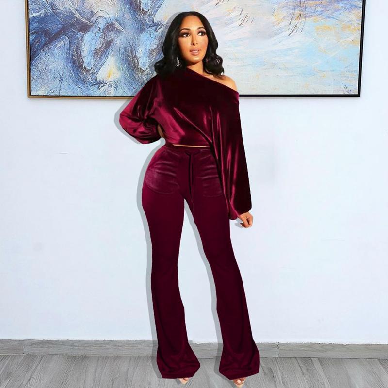 Women' Two Piece Pants Hirigin Velvet Set Off Shoulder Crop Top Flare Sexy Club Outfits For Women 2022 Fashion Streetwear Matching Sets, Dark green
Women' Two Piece Pants Hirigin Velvet Set Off Shoulder Crop Top Flare Sexy Club Outfits For Women 2022 Fashion Streetwear Matching Sets, Dark green