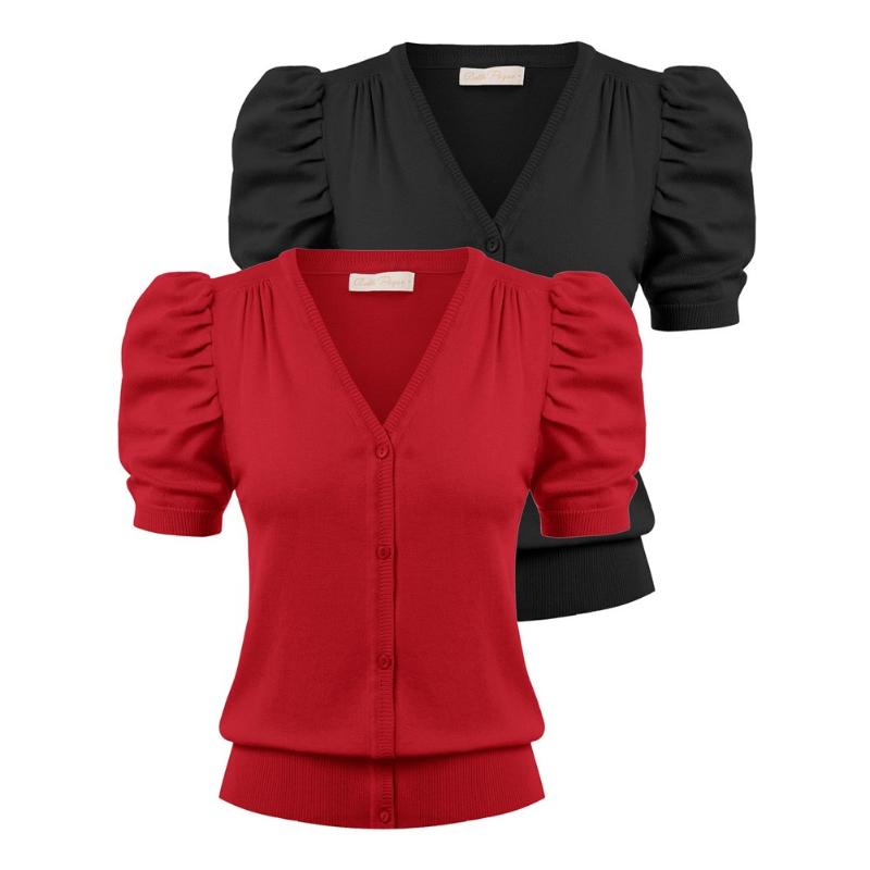 Women' T-Shirt Women Vintage 2pcs Pack Cardigan Sweater Summer Tops Clothing Solid Color Breathable Puffed Short Sleeve Knitwear TeeWomen, Black ivory
Women' T-Shirt Women Vintage 2pcs Pack Cardigan Sweater Summer Tops Clothing Solid Color Breathable Puffed Short Sleeve Knitwear TeeWomen, Black ivory