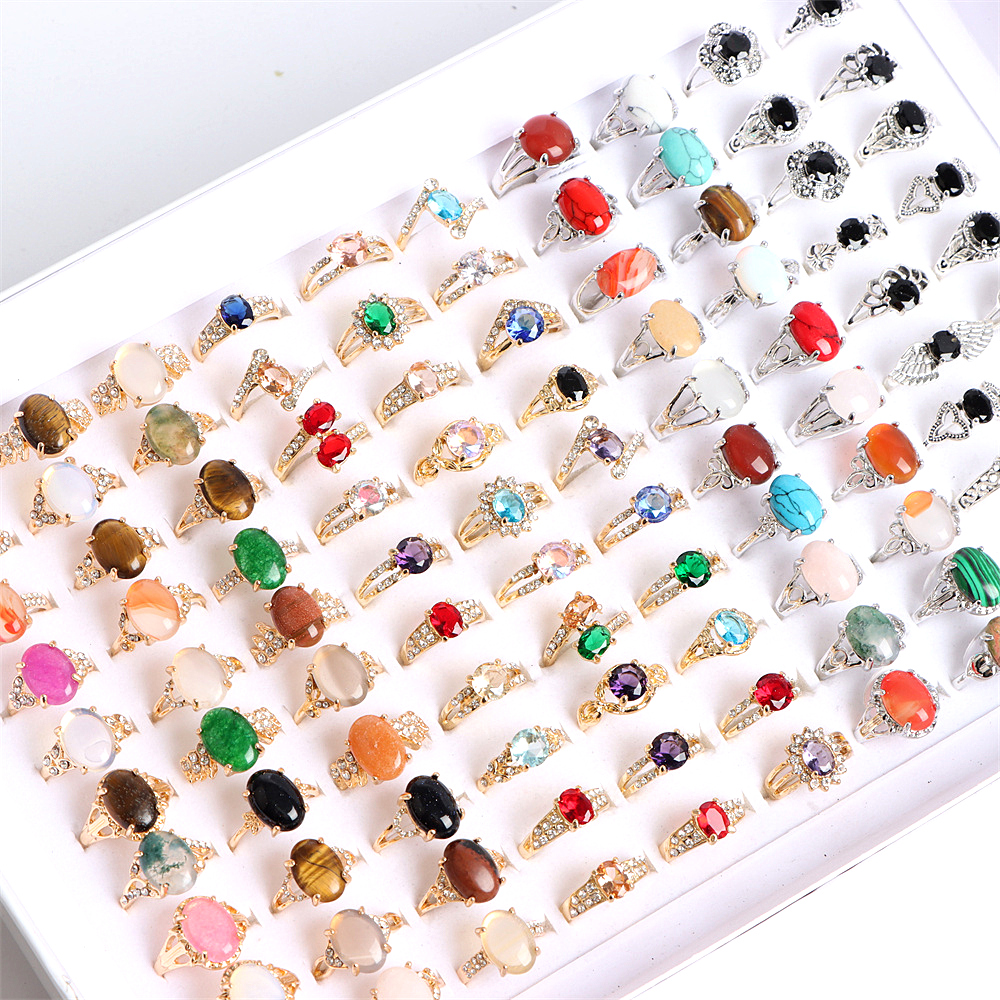 20Pcs/Lot Fashion Colorful Rhinestone Nature Stone Rings Jewelry For Women Men Wedding Gold Silver Plated Mix Size Style Party Gift
20Pcs/Lot Fashion Colorful Rhinestone Nature Stone Rings Jewelry For Women Men Wedding Gold Silver Plated Mix Size Style Party Gift