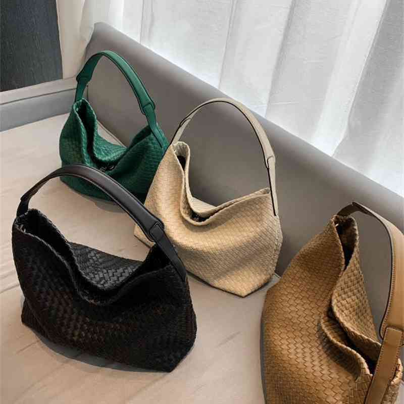 and Luxurys Handbags Venetas Bottegas 2022 Autumn Winter Woven Large Bag Large Capacity Temperament Soft One Shoulder Armpit Handbag Heavy Women's Bag, White 
and Luxurys Handbags Venetas Bottegas 2022 Autumn Winter Woven Large Bag Large Capacity Temperament Soft One Shoulder Armpit Handbag Heavy Women's Bag, White