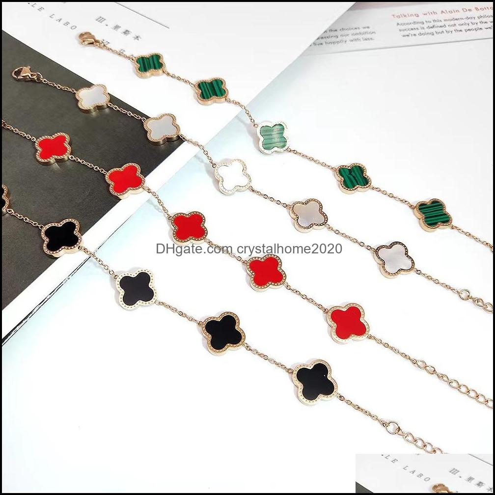 Charm Bracelets Jewelry Luxury Design Colorf Four Leaf Clover Bracelet 18K Rose Gold Stainless Steel For Women Drop Delivery 2021 Xmqmv
Charm Bracelets Jewelry Luxury Design Colorf Four Leaf Clover Bracelet 18K Rose Gold Stainless Steel For Women Drop Delivery 2021 Xmqmv