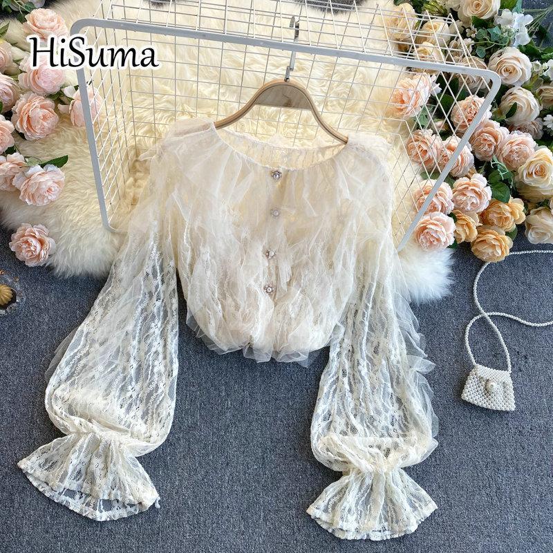 Spring Female O-neck Lantern Sleeve Tassels Singe Breasted Ruffles Mesh Shirts Women Elegant Waist Blouses Fairy Shirt Women's &, Black
Spring Female O-neck Lantern Sleeve Tassels Singe Breasted Ruffles Mesh Shirts Women Elegant Waist Blouses Fairy Shirt Women's &, Black